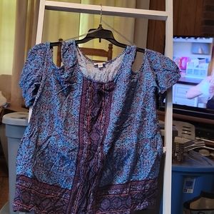 Cold-shoulder print top Lg